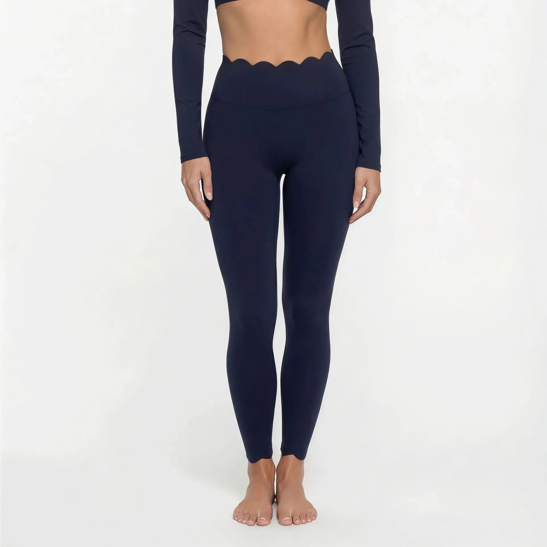 Women's Fake Two-Piece Sports Long Sleeve Halter Neck Pilates Yoga Shirt Slim Fit Fitness Sports Top Leggings Workout Tights - Nova Trendz