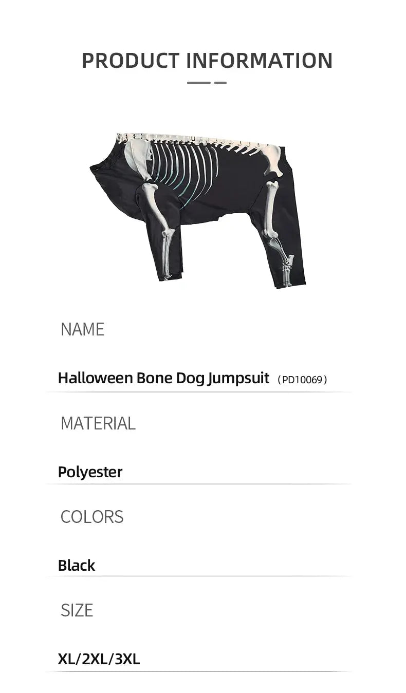 Dogs Skeleton Pattern Clothes Dog Halloween Cosplay Costume Halloween Bone Hoody Sweater Large Dog Jumpsuit Suit S-XXXL - Nova Trendz