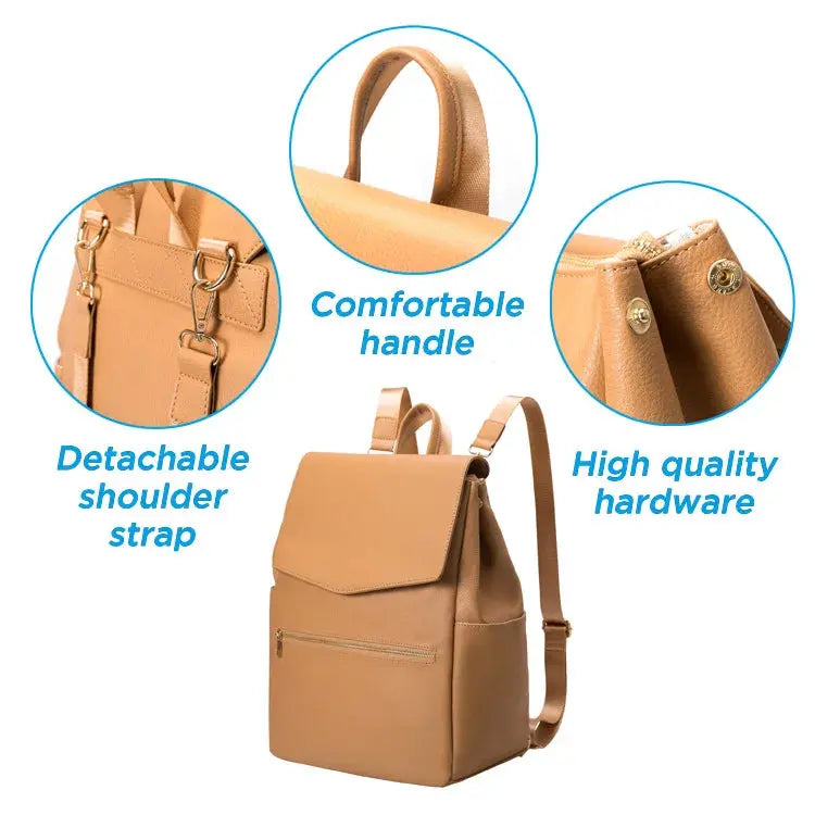 PU Leather Baby Diaper Bag Backpack For Moms Large Capacity Nappy Bag with Changing Pad Stroller Straps baby bags organizer Nova Trendz