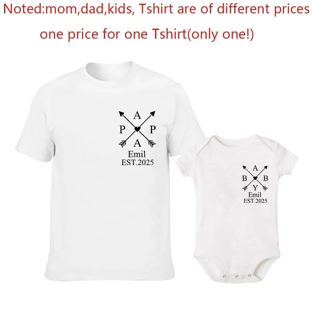 Daddy and Me Outfit Matching Personalized Dad T-shirt and Baby Bodysuit Gift for Father's Day Daddy Baby Family Look Nova Trendz