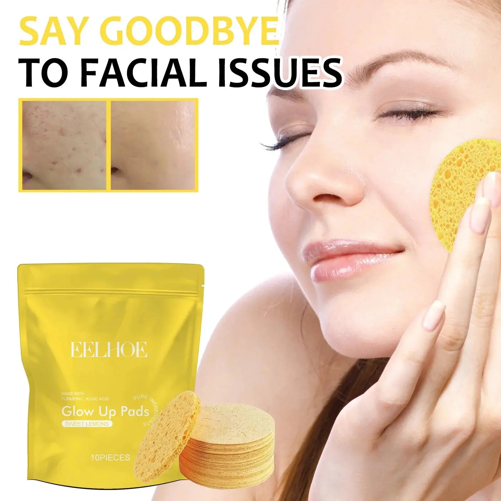 Turmeric Kojic Acid Cleansing Pads Exfoliating Pads Facial Sponges Removes Dirt Cleansing Exfoliating Daily Cleansing Skin Care Nova Trendz