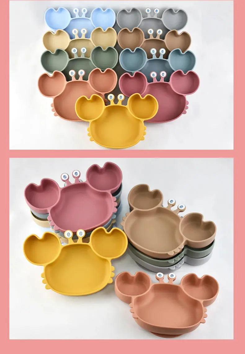 Food Grade Silicone Meal Plate Cartoon Toddler Plates Independent Feeding Training Anti-Drop Complementary Food Bowl Baby Stuff Nova Trendz