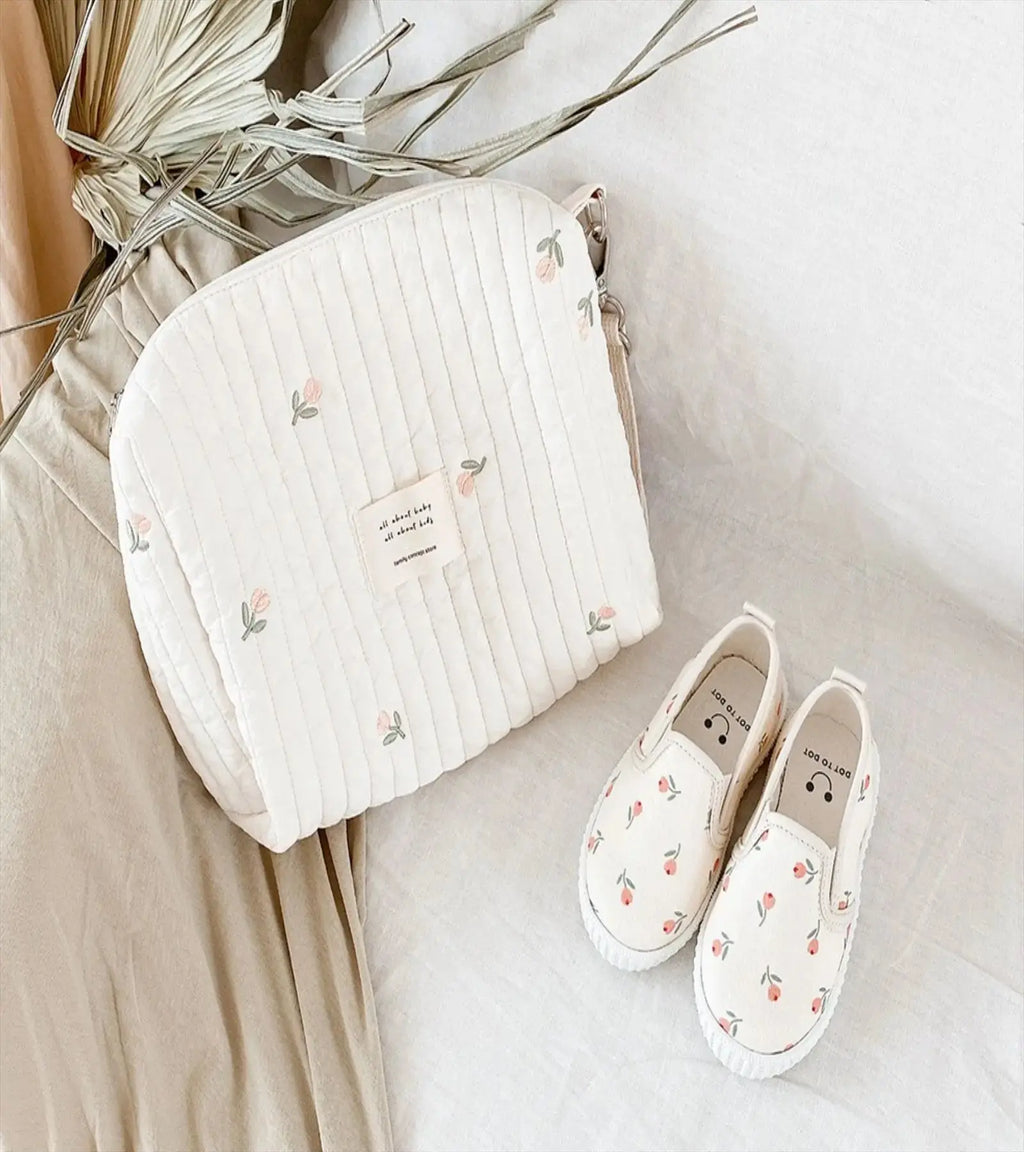 Portable Stroller Nappy Bag Quilted Baby Diaper Caddy Organizer Embroidered Mommy Bags Babies Accessories Changing Bag Storage Nova Trendz