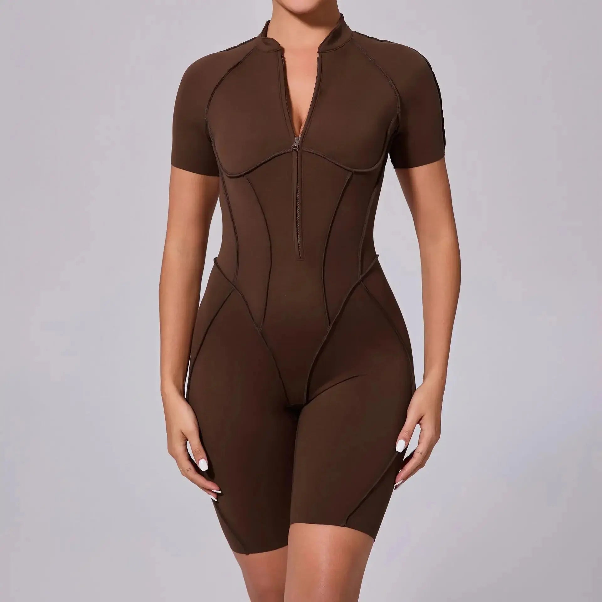 New Seamless Yoga Jumpsuits Sports Fitness Hip-lifting Backless Skinny Zipper One-Piece Workout Clothing Gym Bodysuit for Women - Nova Trendz