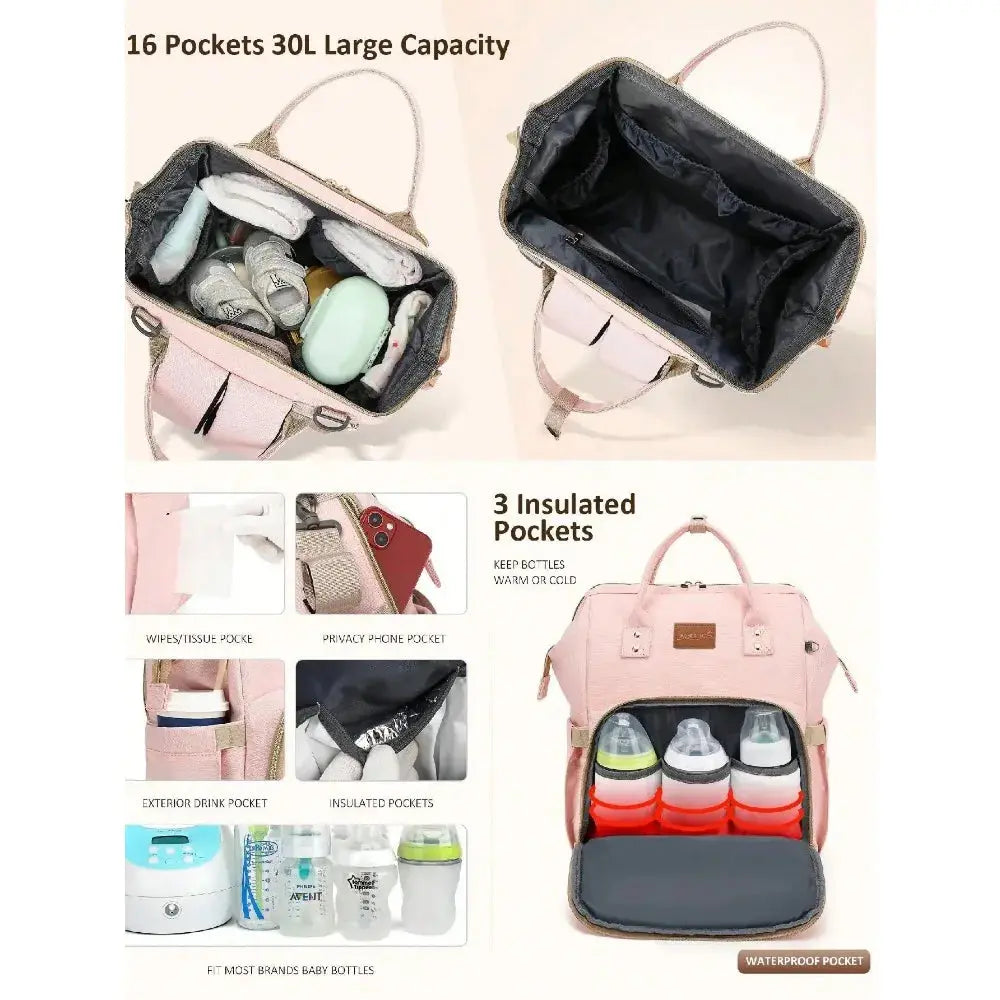 Diaper Bag Backpack With Changing Pad Pacifier Case, Baby Bag for Boy Girl Toddler Waterproof Travel Diaper Bag for Mom Nova Trendz