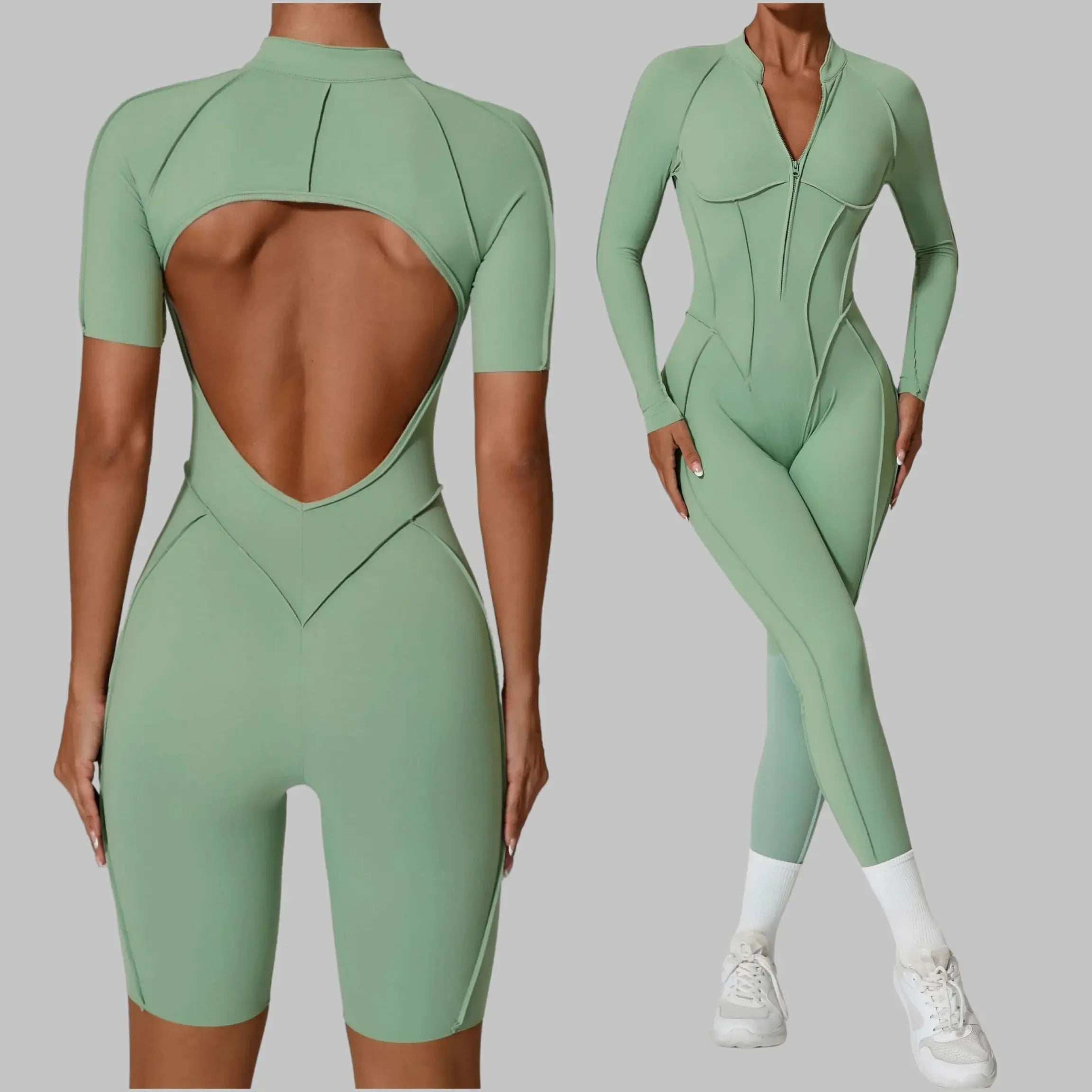 New Seamless Yoga Jumpsuits Sports Fitness Hip-lifting Backless Skinny Zipper One-Piece Workout Clothing Gym Bodysuit for Women - Nova Trendz