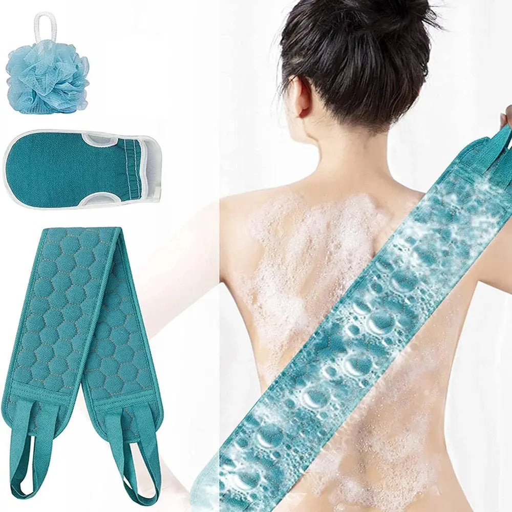 Exfoliating Body Scrubber Set - Includes Back Scrubber, Bath Glove And Shower Bath Sponge Loofah Nova Trendz