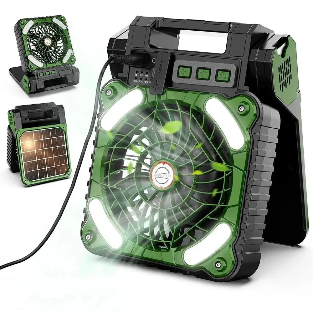 Portable Solar Fans 7800mAh LED Lantern Rechargeable Solar Powered Camping Fan 4 Speeds Powerful Wind 90° Folding Ventilador Nova Trendz