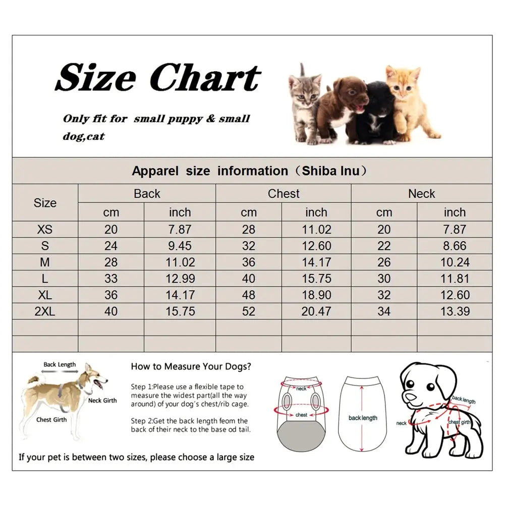 XS-2XL Winter Warm Cotton Dogs Vest Coats For Small Medium Dog Clothing Puppy Kitten French Bulldog Chihuahua Pet Dogs Clothes Nova Trendz