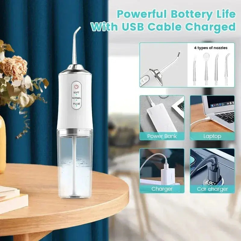 Professional Flossing Portable Electric 4Nozzle Toothbrush Combo Tonsil Stone Remover Family Oral Irrigator Water Dental Flosser Nova Trendz