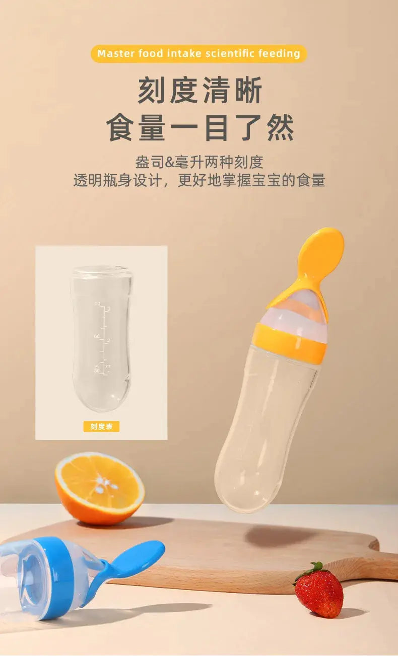 Squeezing Feeding Bottle Silicone Newborn Baby Training Rice Spoon Infant Cereal Food Supplement Feeder Safe Tableware Tools Nova Trendz