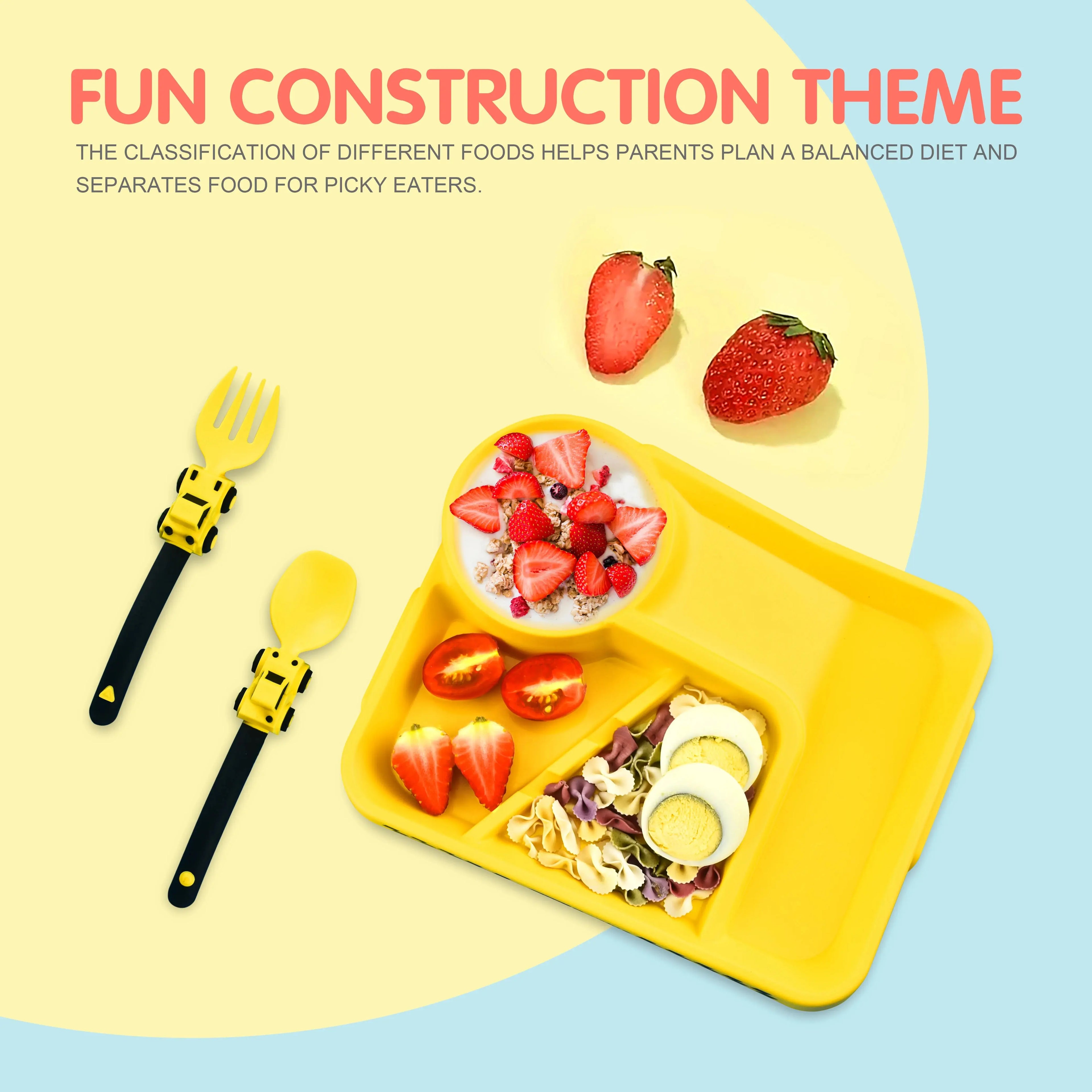 Children's Feeding Dish Set of Dishes for Baby Stuff Suction Cup Plate Aesthetic Tableware for Kids Plates Utensils Dinner Kit Nova Trendz