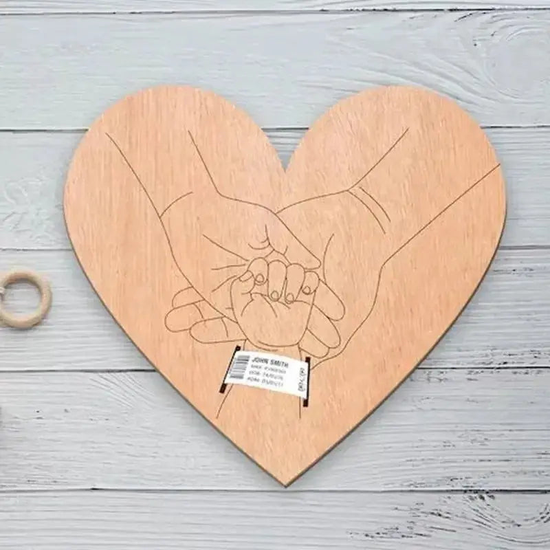 Wooden baby birth hospital bracelet commemorative plaque, circular carved newborn collection plaque Nova Trendz