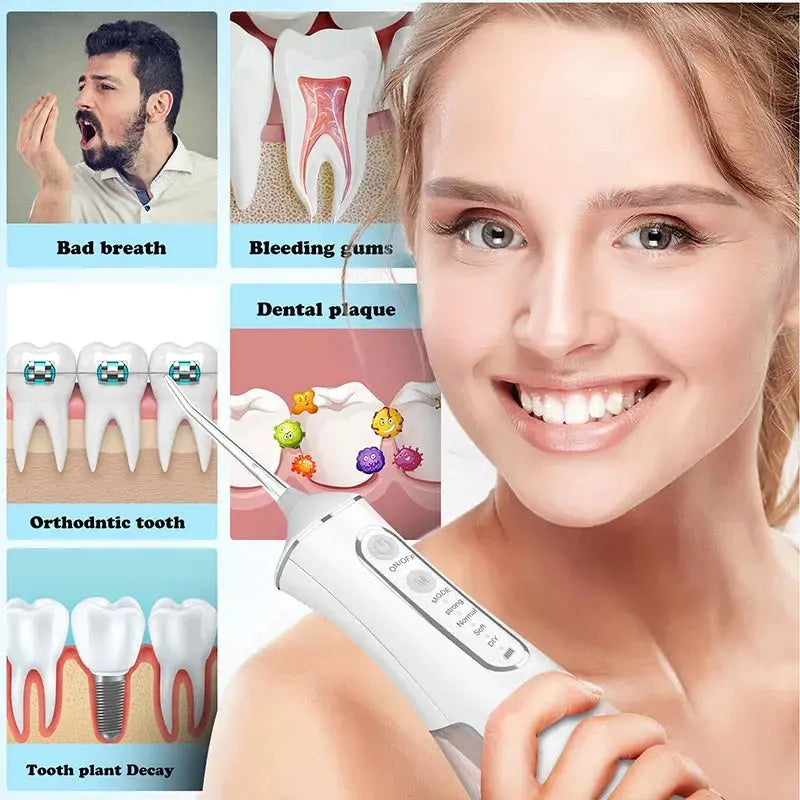 Ipx7 Waterproof Toothbrush Combo Replacement Tips Teeth Cleaning Retainer Cleaner Electric Oral Irrigator Water Dental Flosser - Nova Trendz
