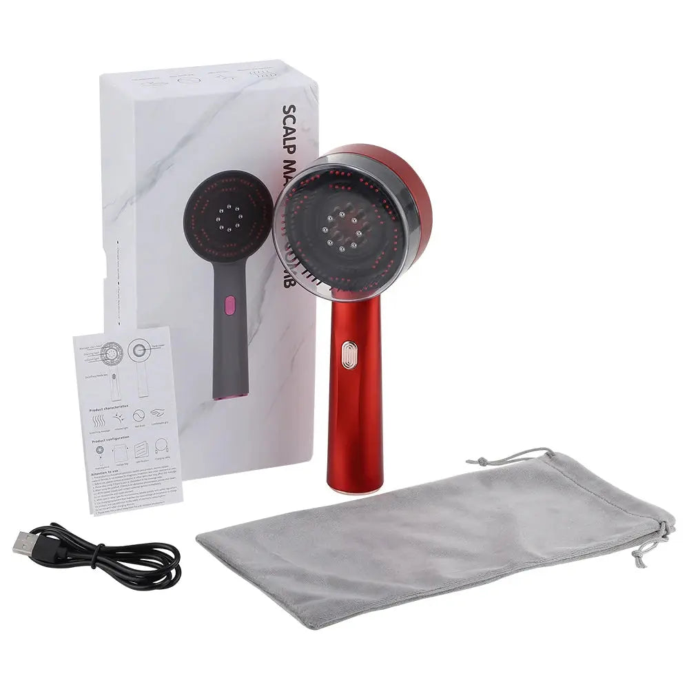 3 Modes Electric Vibration Massage Comb Red Light Therapy Hair Growth Massage Scalp Brush Oil Liquid Applicator Head Massager - Nova Trendz