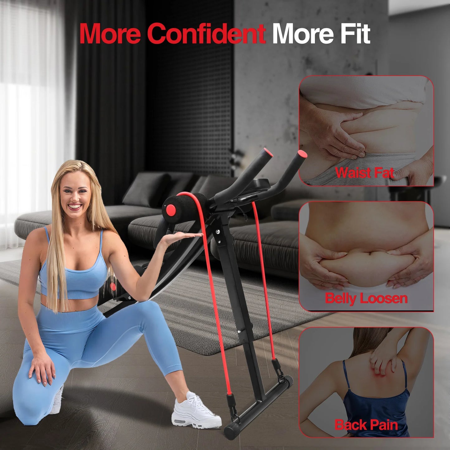 GIKPAL Foldable Ab Machine Ab Workout Equipment for Home Gym,Core & Abdominal Trainer Fitness Equipment Max 440lbs LCD Display