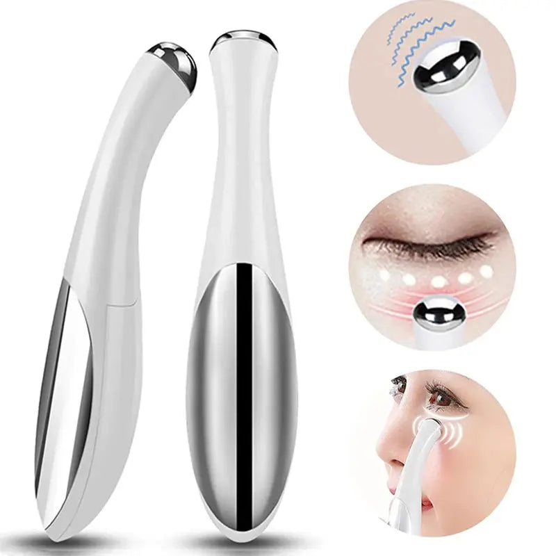 Electric Eye Massager Vibration Wrinkle Anti-Ageing Eye Massage Dark Circle Removal Beauty Face Eye Care Pen Pink and White Nova Trendz
