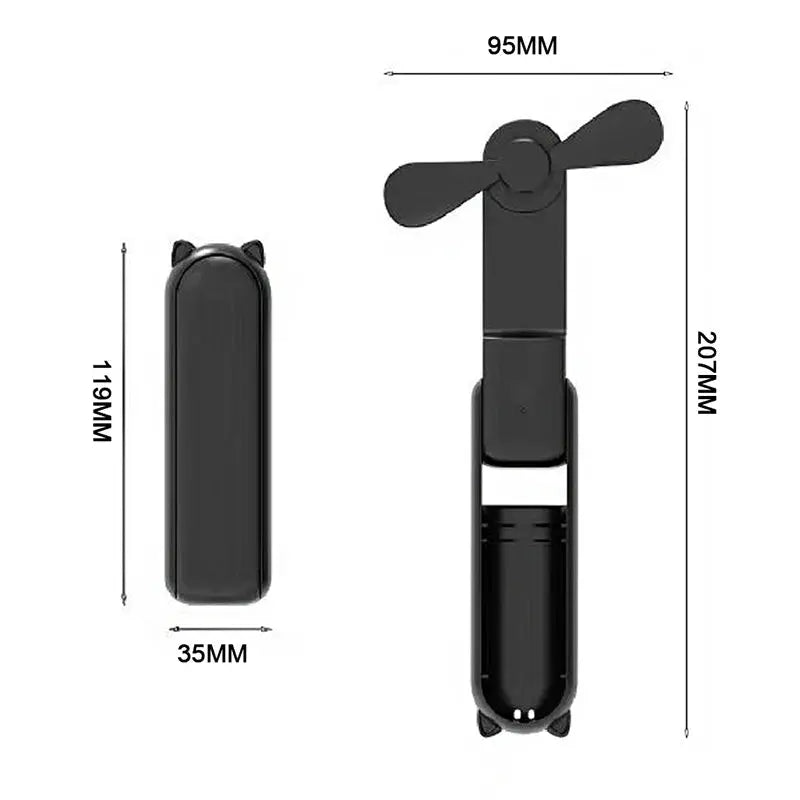 Foldable Small Fan Portable and high-power Hand Held Portable Mini Fan Rechargeable Hand USB Charge Fan Nova Trendz