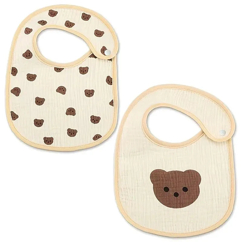 2pcs Newborn Baby Cotton Gauze Bibs Waterproof Infant Boys Girls Burp Cloths Printing Scarf Toddler Saliva Towel Feeding Stuff Nova Trendz