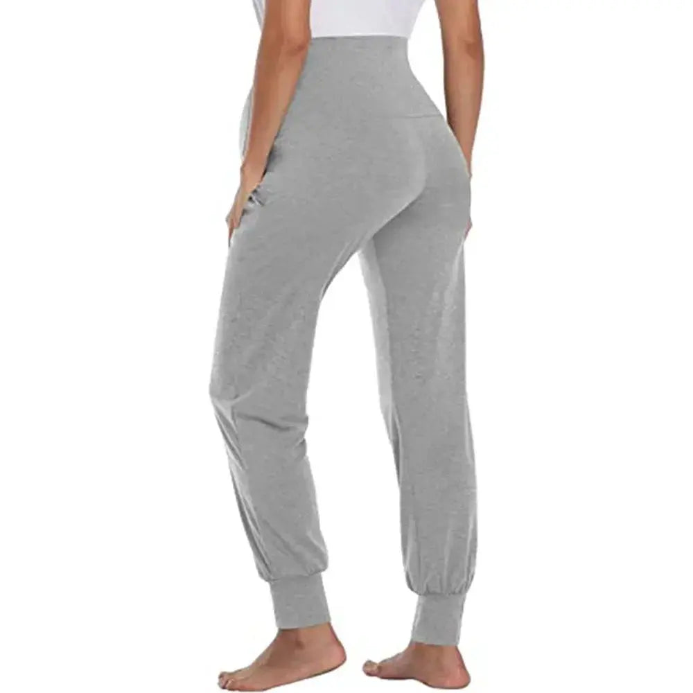 Spring Maternity Women's Casual Pants Premama Solid High Waist Strechy Lounge Trousers For Pregnant Women Joggers With Pockets Nova Trendz