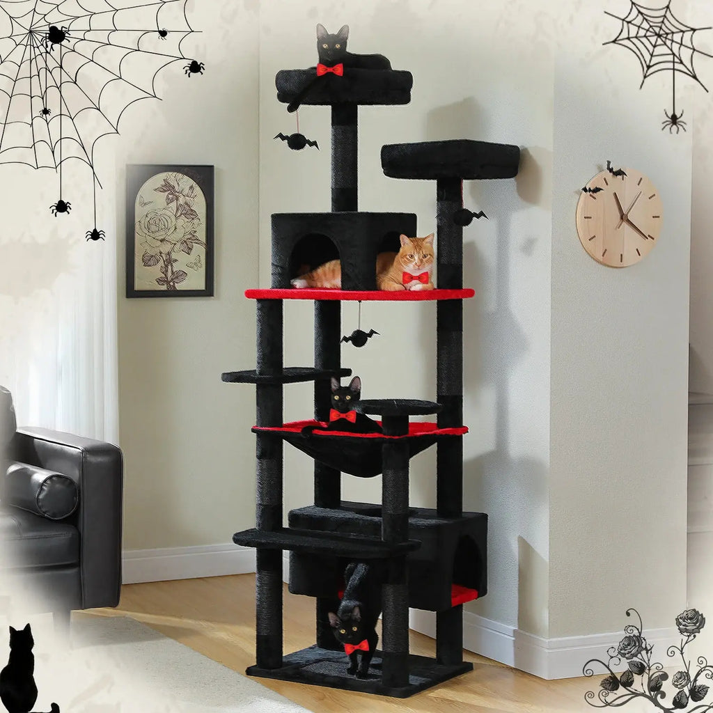 184cm Large Cat Tree and Tower for Indoor Cats With Sisal-Covered Scratching Posts Spacious Hammock Padded Perches and Condos Nova Trendz