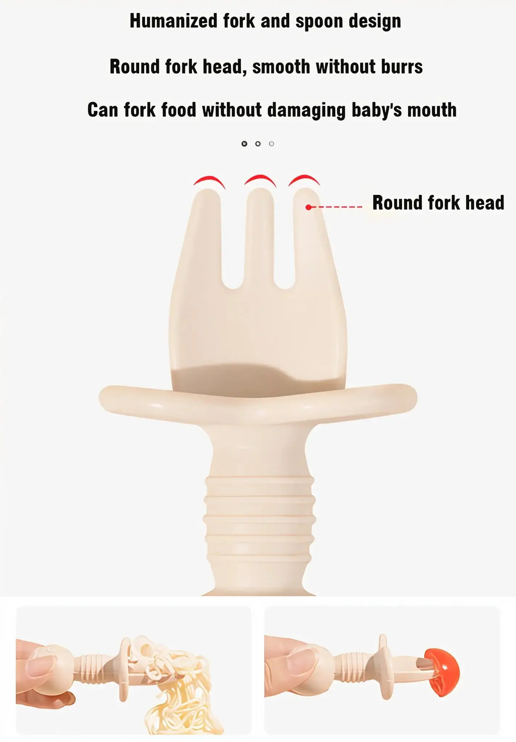 2pcs Food Grade Children Wooden Handle Silicone Spoon Fork Cutlery Baby Training Complementary Food Spoon BabyFeeding Spoon Fork Nova Trendz
