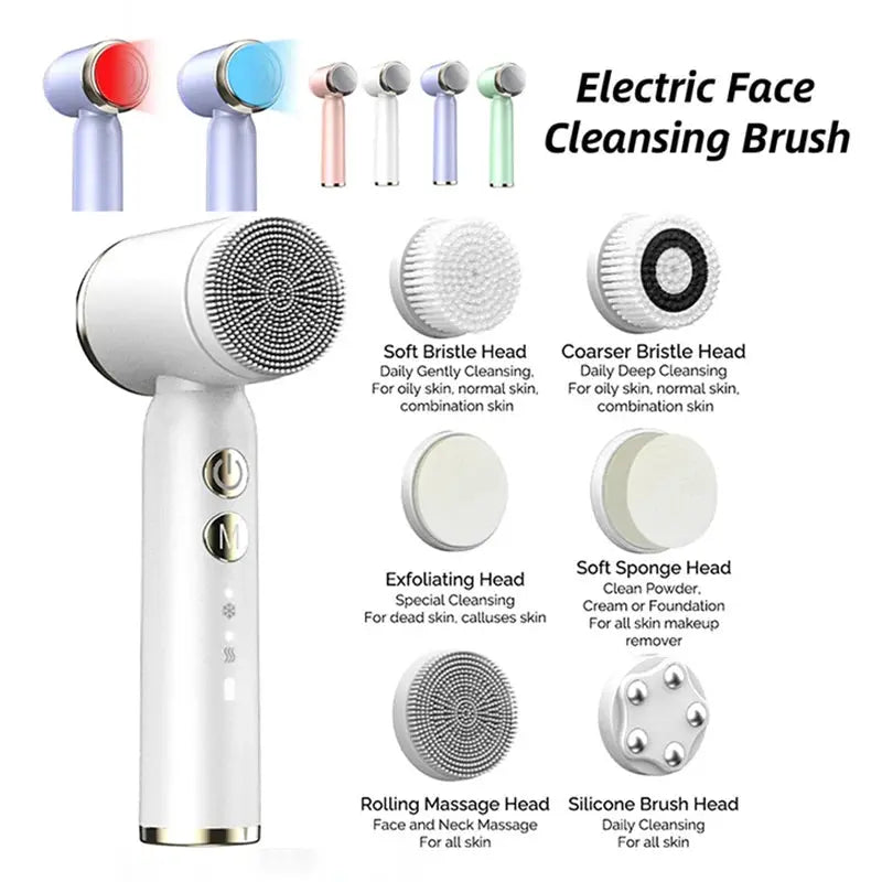 Six-In-One Cleansing Brush Face Wash Brush Clean Pores Exfoliating Silicone Facial Deep Pore Skin Care Scrub Cleanser Tool Nova Trendz