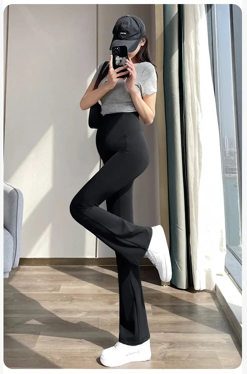 Maternity Leggings for Pregnant Women Yoga Flared High-waisted Trousers Pregnancy Clothes Maternity Yoga Flared Pants Nova Trendz