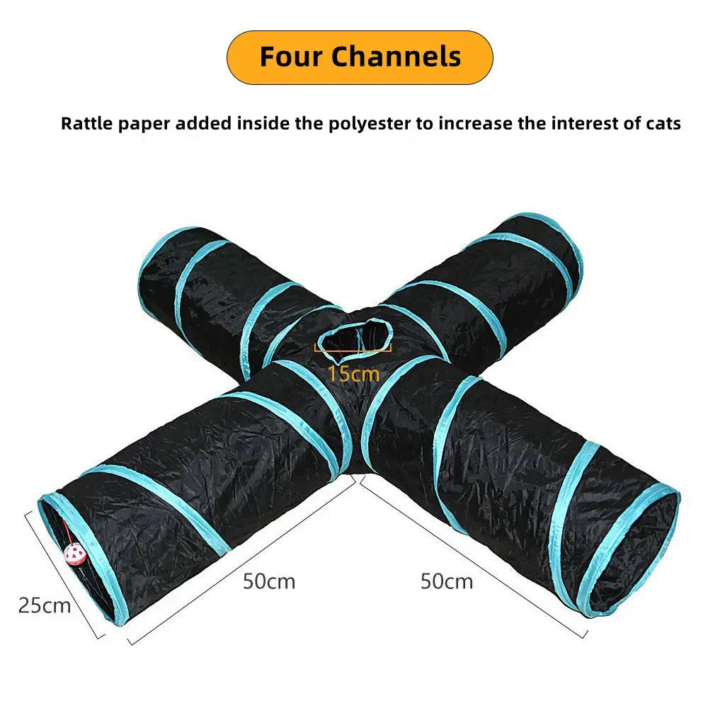 Cat Tunnel Pet Supplies Cat S T Pass Play Tunnel Foldable Cat Tunnel Cat Toy Breathable Drill Barrel for Indoor loud paper - Nova Trendz