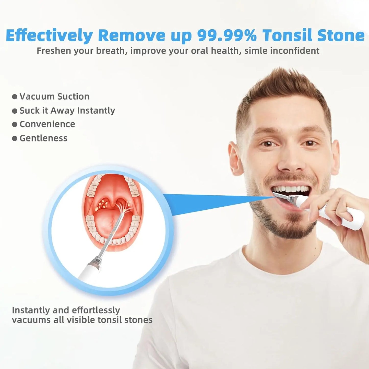 Electronic Vacuum Tonsil Stone Remover Kit with 5 Suction Modes 10in1 Tonsil Stone Cleaner Mouth Cleaning Tool Oral Fresh Care