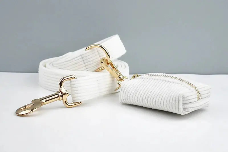 White Corduroy Dog Collar And Leash Set For Dogs Custom Engraved Nameplate Pet Supplies Dog Leash Corduroy12 Nova Trendz