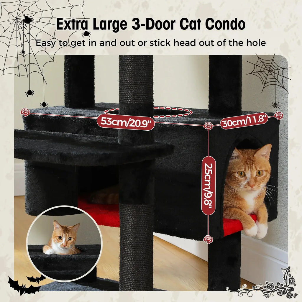 184cm Large Cat Tree and Tower for Indoor Cats With Sisal-Covered Scratching Posts Spacious Hammock Padded Perches and Condos Nova Trendz