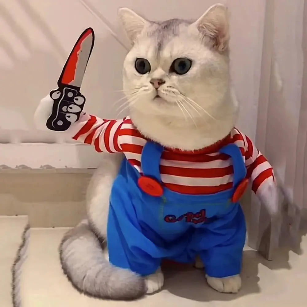 Funny Cat Clothes Halloween Cosplay Costumes For Small Medium Dog Cats Creative Pet Party Kitten Jumpsuits Soft Warm Cat Coat - Nova Trendz