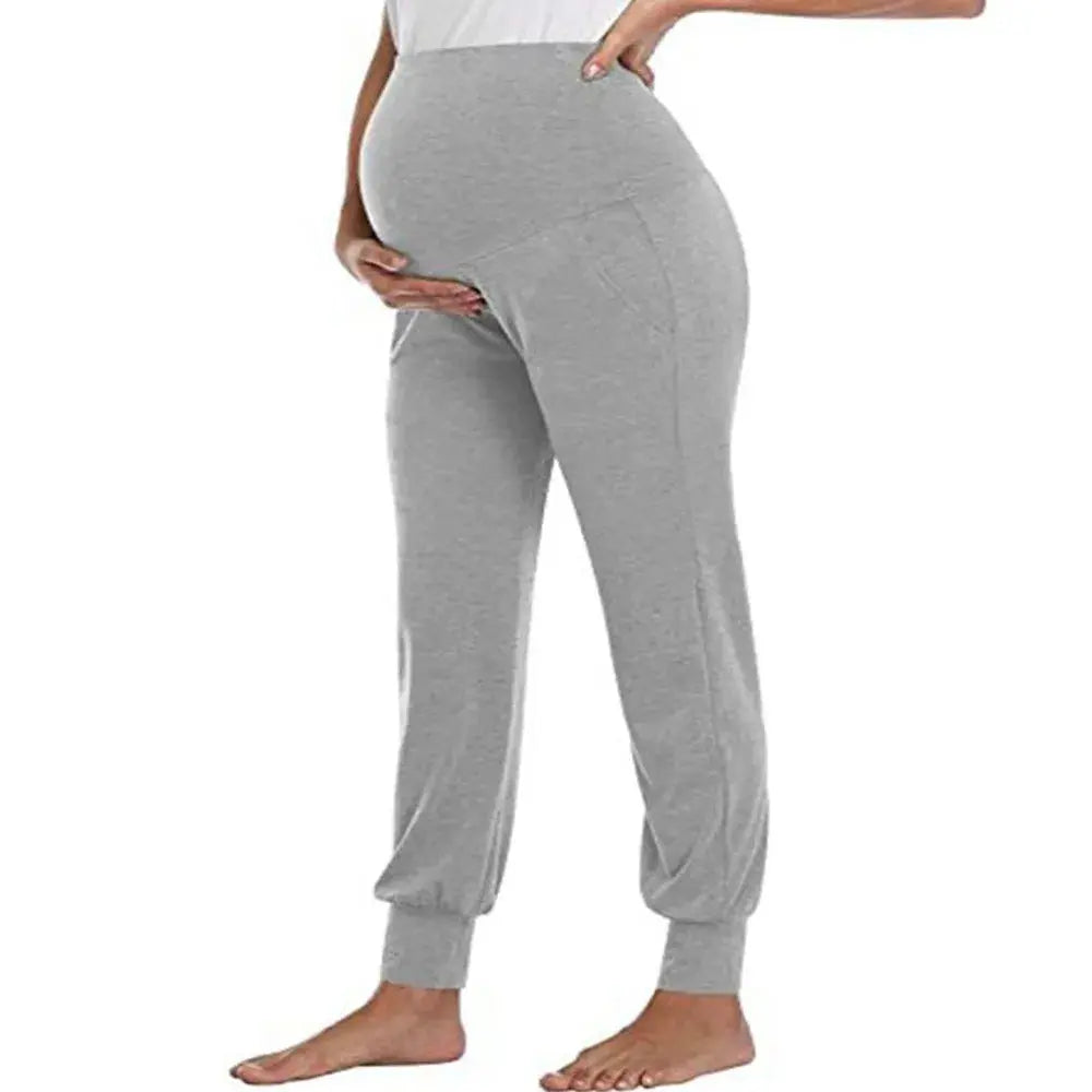 Spring Maternity Women's Casual Pants Premama Solid High Waist Strechy Lounge Trousers For Pregnant Women Joggers With Pockets Nova Trendz