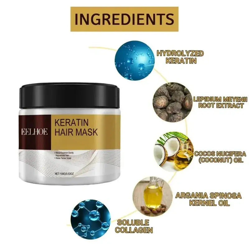 Deep Nourishing Keratin Care Hair Mask Moisturizing Repairing Damaged Frizzy Hairs Smooth Straighten Soft Hair Care 1/3/5/10pcs Nova Trendz