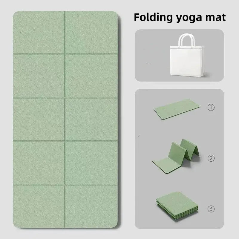 180cmx57cmx0.4cm TPE Folding Yoga Mat Portable Non-Slip Shock-Absorbent Noise-Free Convenient for Home Travel Fitness Exercise Nova Trendz