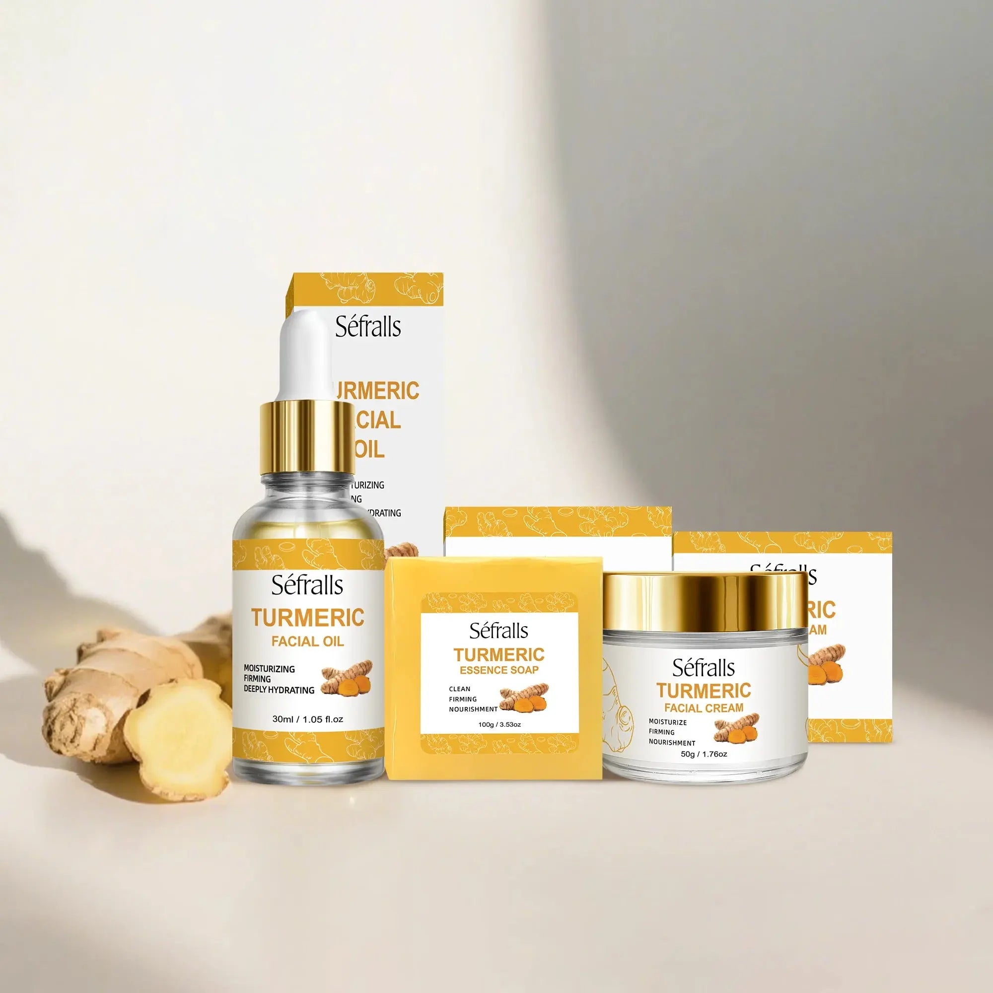 Séfralls Turmeric Skincare Set for All Skin TypesFirming moisturising deep cleansing anti-wrinkle nourishing blemish reduction Nova Trendz