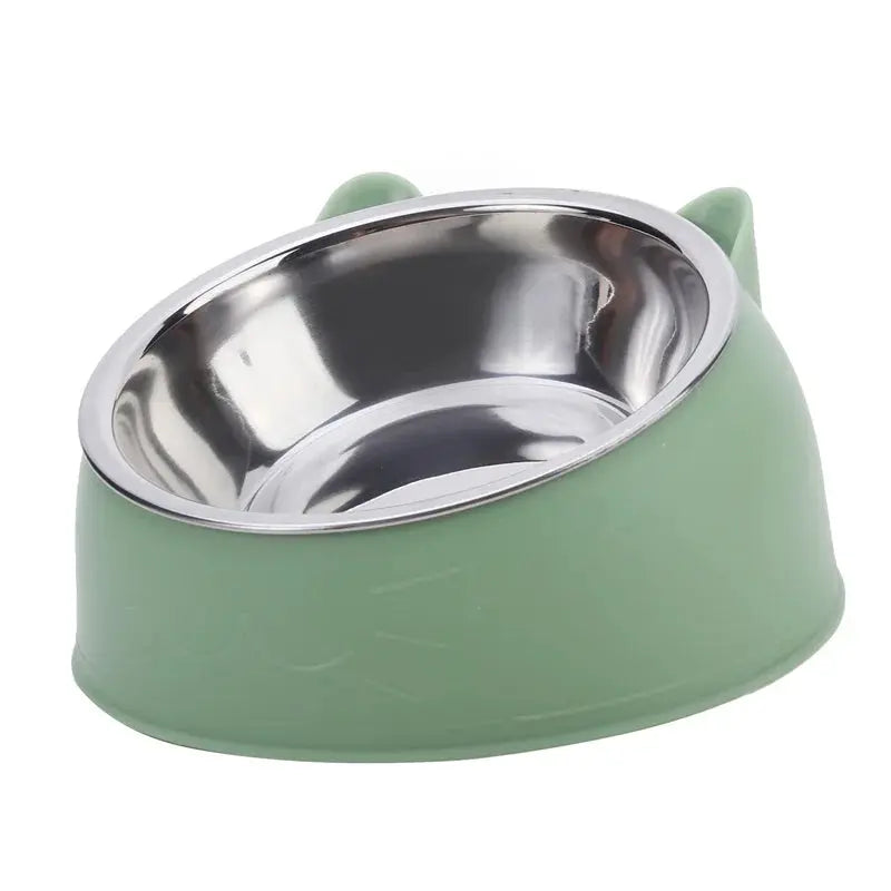 1pc Cat Bowl Lovely Creative Inclined Kitten Puppy Food Feeding Bowls Stainless Steel Cats Drinking Feeder Pet Dogs Cats Feeders - Nova Trendz