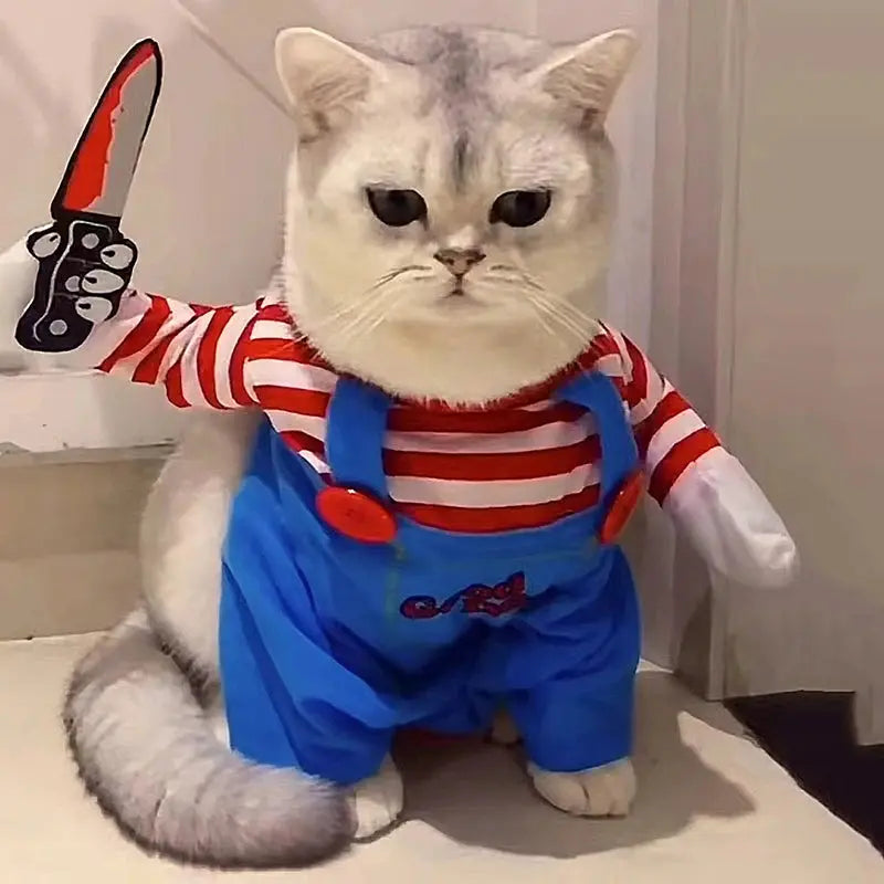 Funny Cat Clothes Halloween Cosplay Costumes For Small Medium Dog Cats Creative Pet Party Kitten Jumpsuits Soft Warm Cat Coat - Nova Trendz