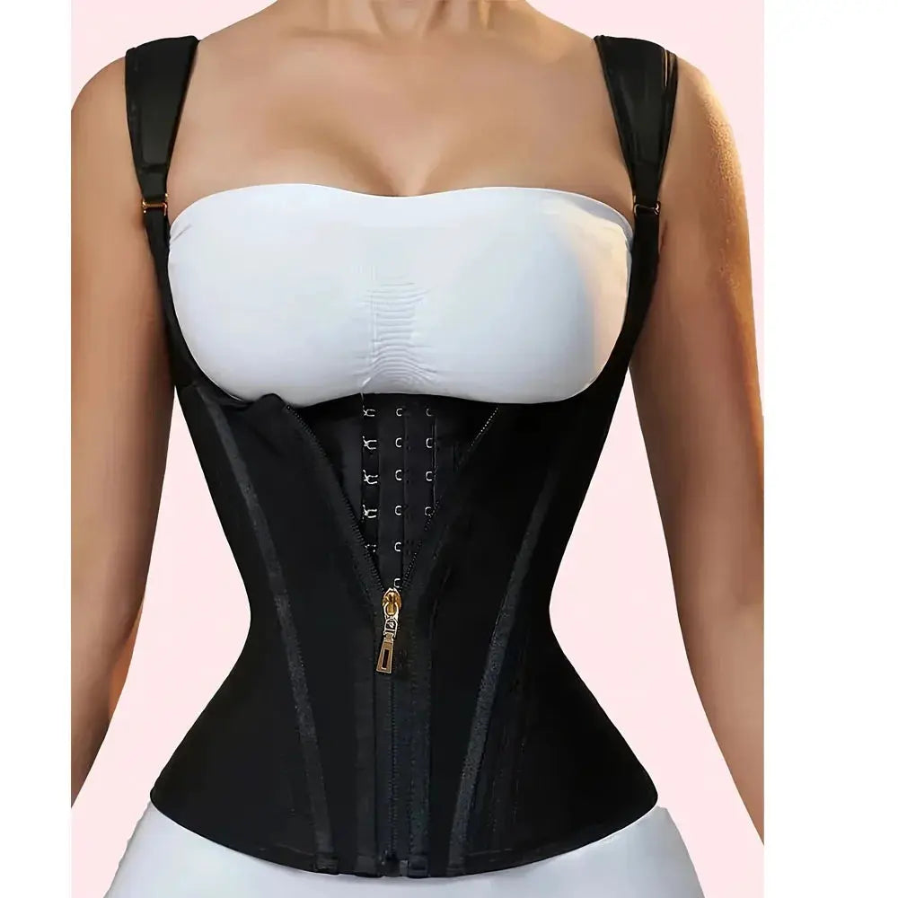 Popular High-Elasticity Court-Style Mesh Waist Cincher Corset Vest with Zipper and Button Closure Vintage Shapewear for Women - Nova Trendz