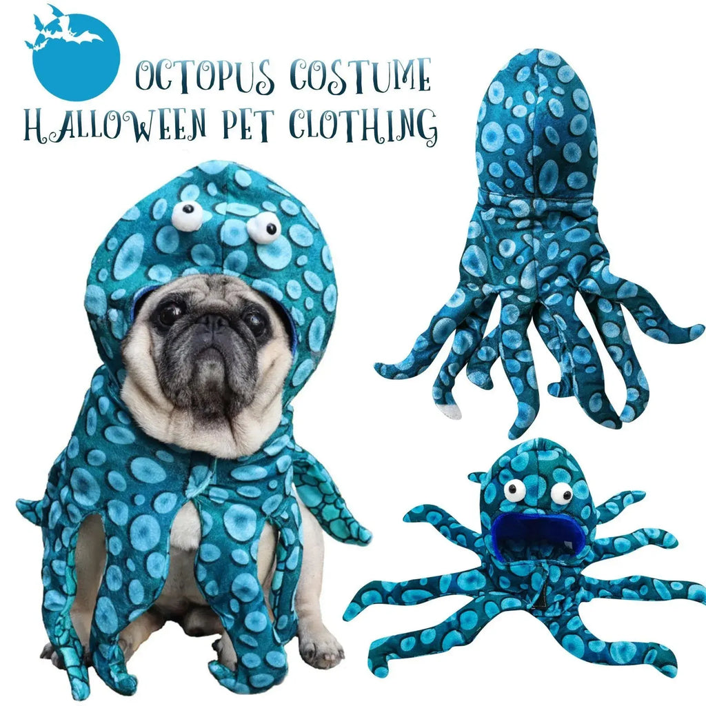Dog Cat Octopus Costumes Pet Halloween Cosplay Dress Funny Octopus Costume Headwear for Small Dogs Chihuahua Pug Party Outfits - Nova Trendz
