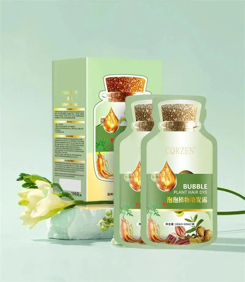 Pure Natural Herbal Hair Dye Shampoo Change Hair Color Cover Gray Hair White Hair Treatment Bubble Plant Hair Dye Hair Care Nova Trendz