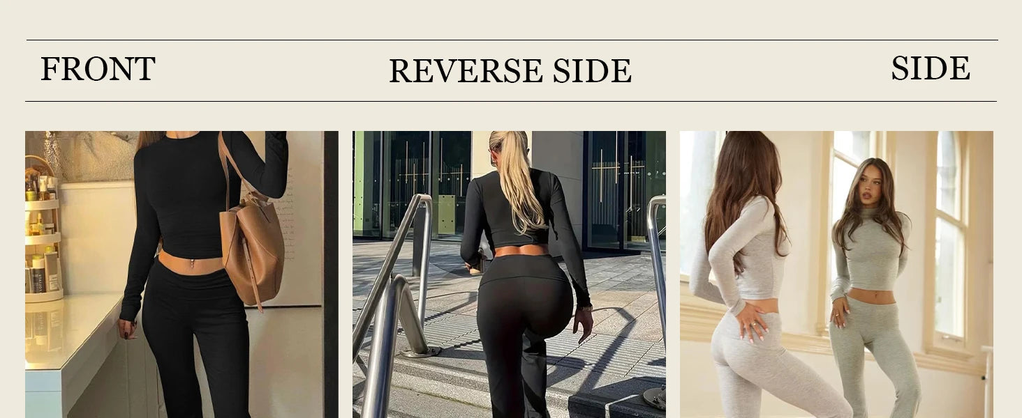 Women's Yoga Two-Piece Set Long-Sleeve Wide-Leg Activewear Set Casual Home Yoga Set Coordinated Set Nova Trendz