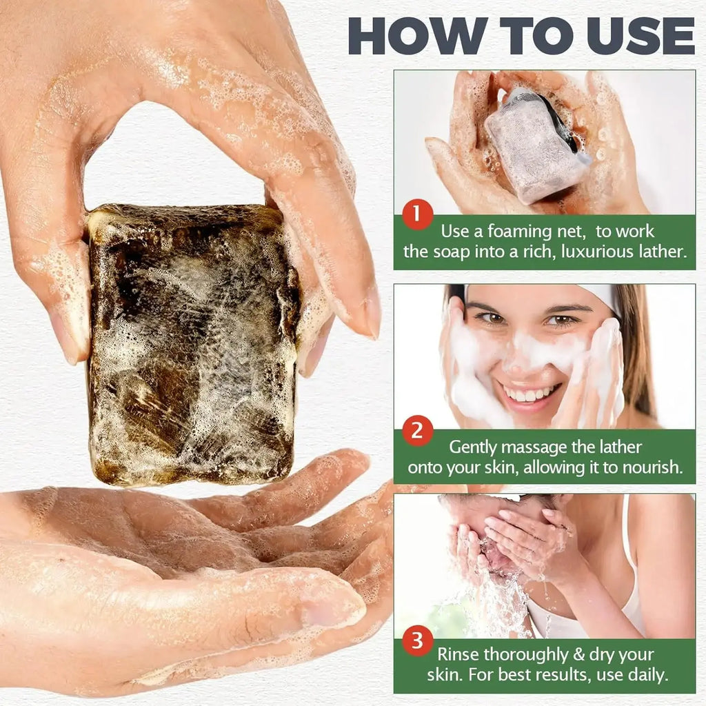Raw African Black Soap for Oily Skin, Dark Spots  Pure & Natural Ingredients - Organic  Face and Body Wash Soap - Nova Trendz