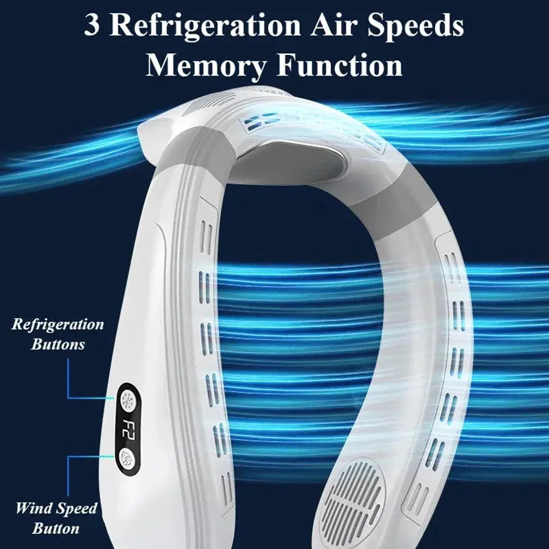 New Neck Air Conditioner Portable Neck Fan Rechargeable Semiconductor Cooling Bladeless Fan Outdoor Personal Fan Wearable Cooler Nova Trendz