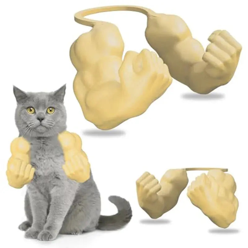 Funny Cat Muscle Arm Clothing Decoration Props 3D Printed Pet Interactive Neck Hanging Toy Role-playing Accessories Birthday Toy Nova Trendz