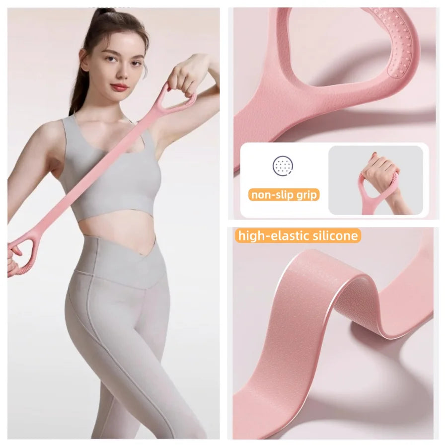 8-Shape Elastic Yoga Stretch Band, Figure 8 Fitness Resistance Band Shoulder Back Arm Exercise Rope Training Equipment for Women Nova Trendz