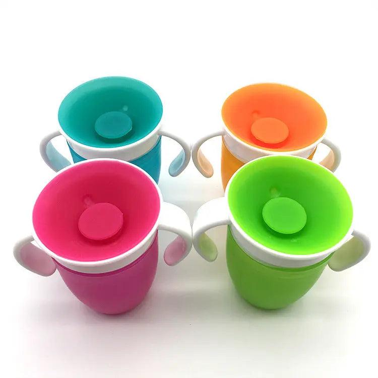 360 Degrees Can Be Rotated Baby Learning Drinking Cup with Double Handle Flip Lid Leakproof Silicone Infants Water Cups Bottle Nova Trendz