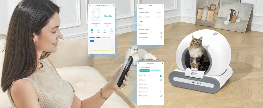 DOEL  Automatic Cat Litter Box Self Cleaning with App Control & Cat Litter Mat Smart Cat Toilet for Multiple Large Cats Nova Trendz