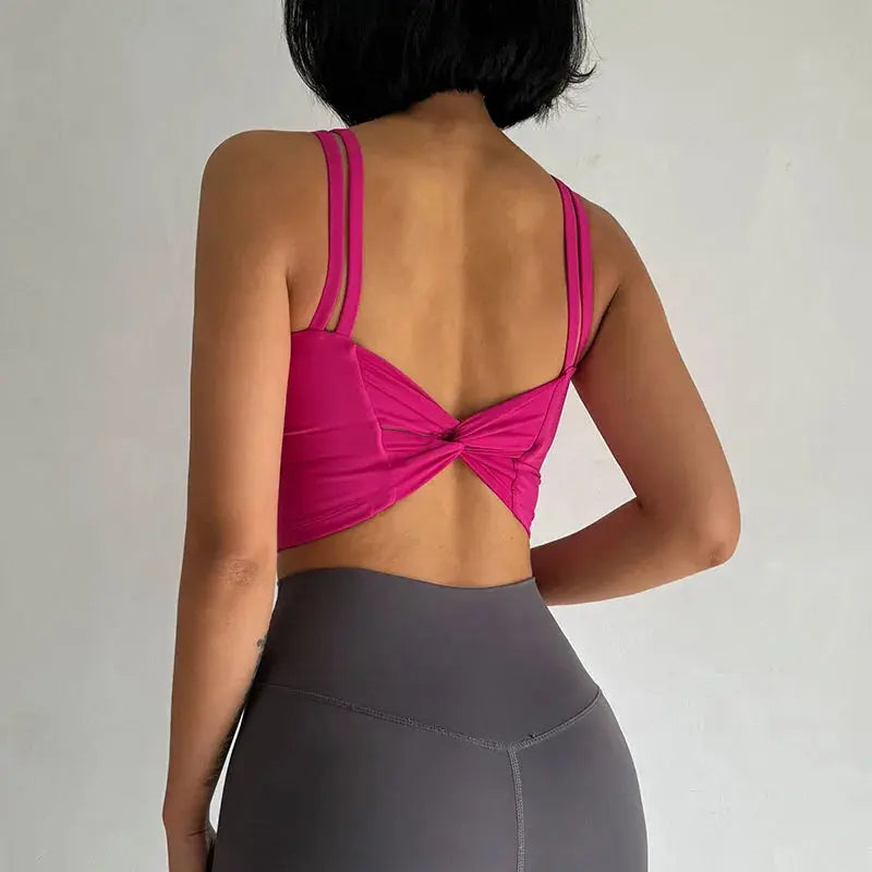 Women's Sports Bras Fitness Top, Sexy Lingerie, Push Up Fixed Pad, Yoga Bra, Back knotted Underwear, Running Vest, Gym Tops - Nova Trendz